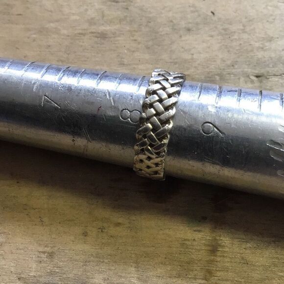 Ring, Sterling Silver Ring Band, size 8.5, Woven Ring, Wedding, Handmade - Picture 4 of 5